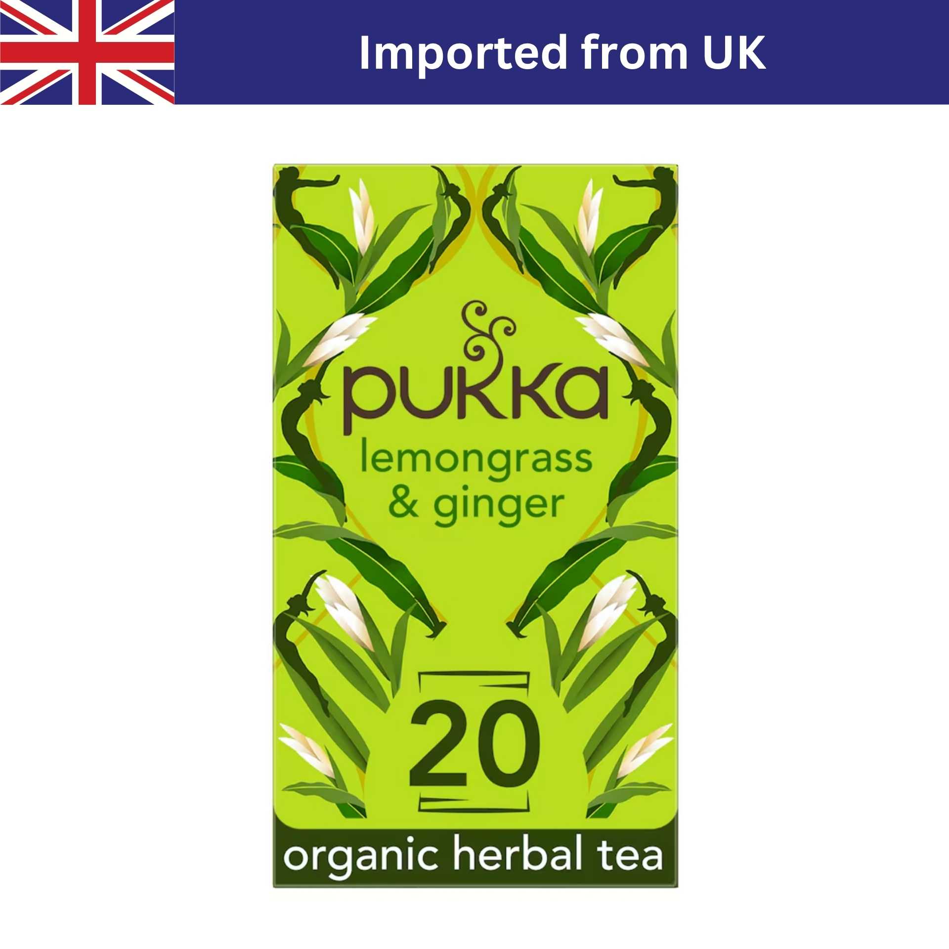 Pukka Organic Lemongrass & Ginger Tea (20 ซอง / 36g) ชาอังกฤษ ชาซอง ชาออร์แกนิก