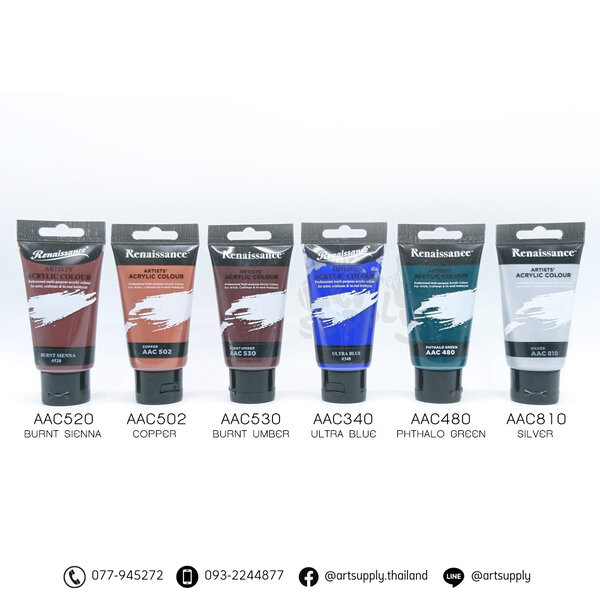 สีอะคริลิก Renaissance ขนาด 75 มล. รุ่น Artists Acrylic Colour