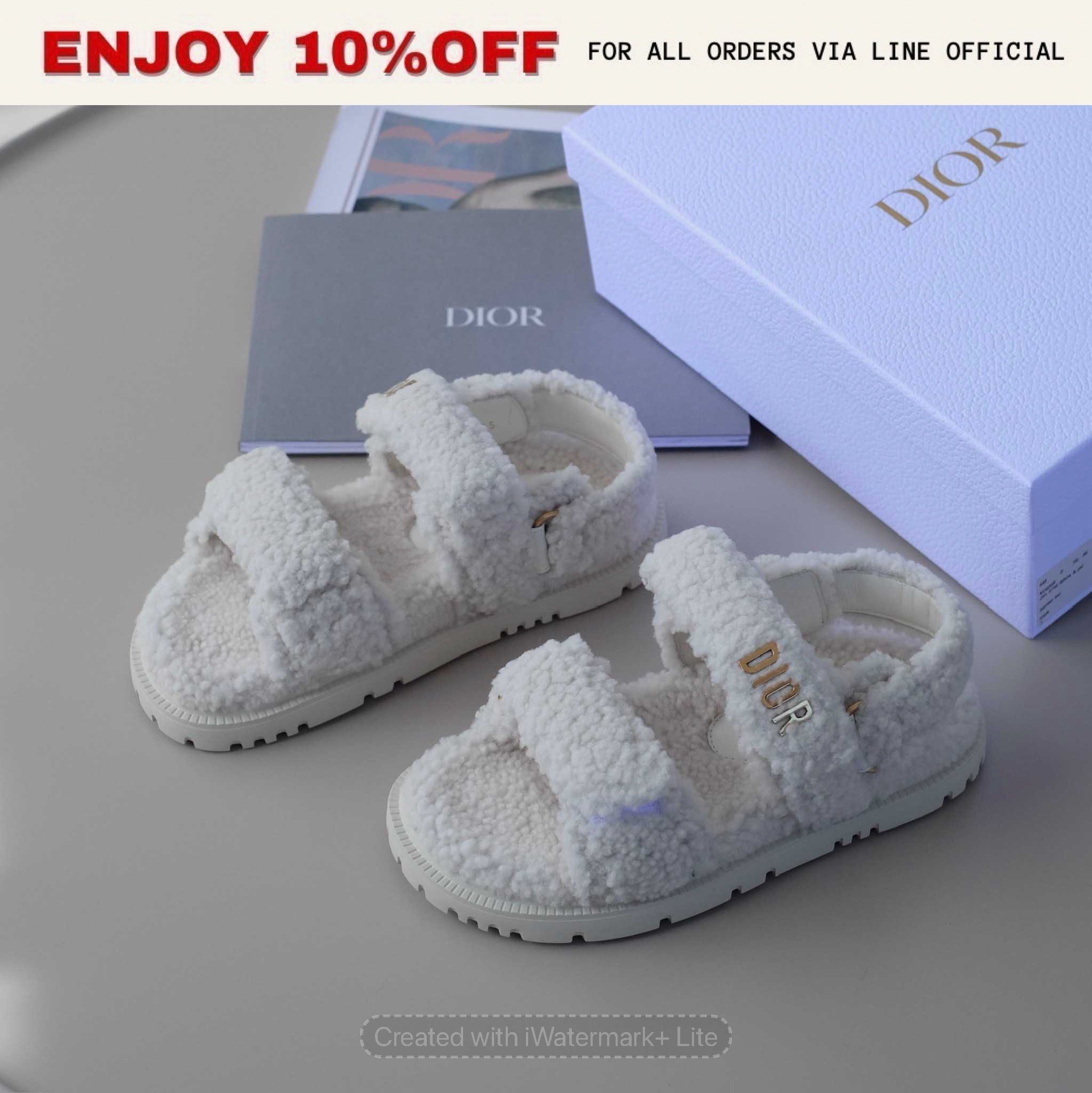 NEW! DIOR ACT Sandals Shearling สี White | Shoes