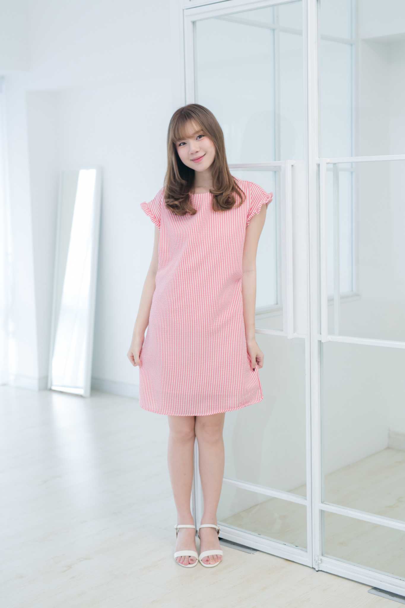 ชุดให้นม Red stripe cha cha dress