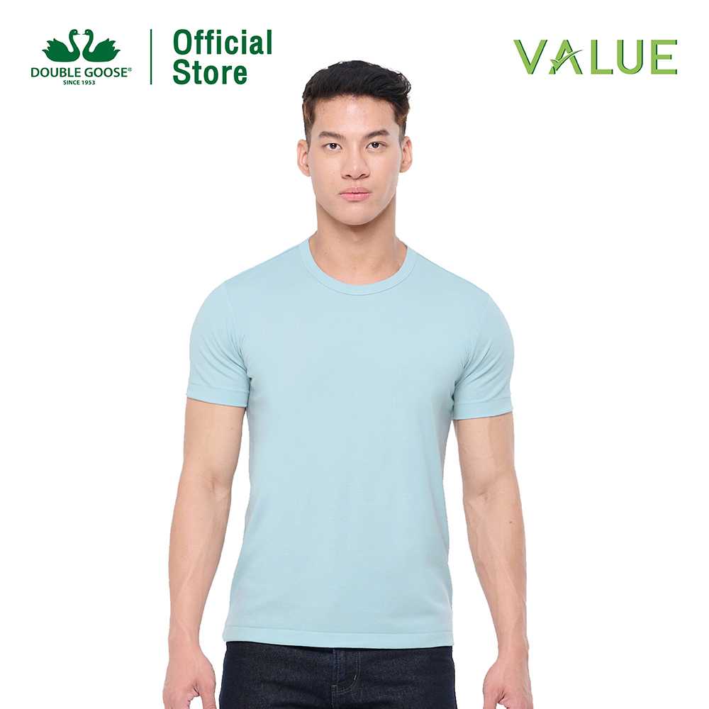 ห่านคู่ เสื้อยืด รุ่น Value ใส่สบาย ไม่ต้องรีด สีฟ้า