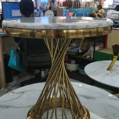 โต๊ะข้าง ขาสีทอง ท้อปกลม50xH50 cm