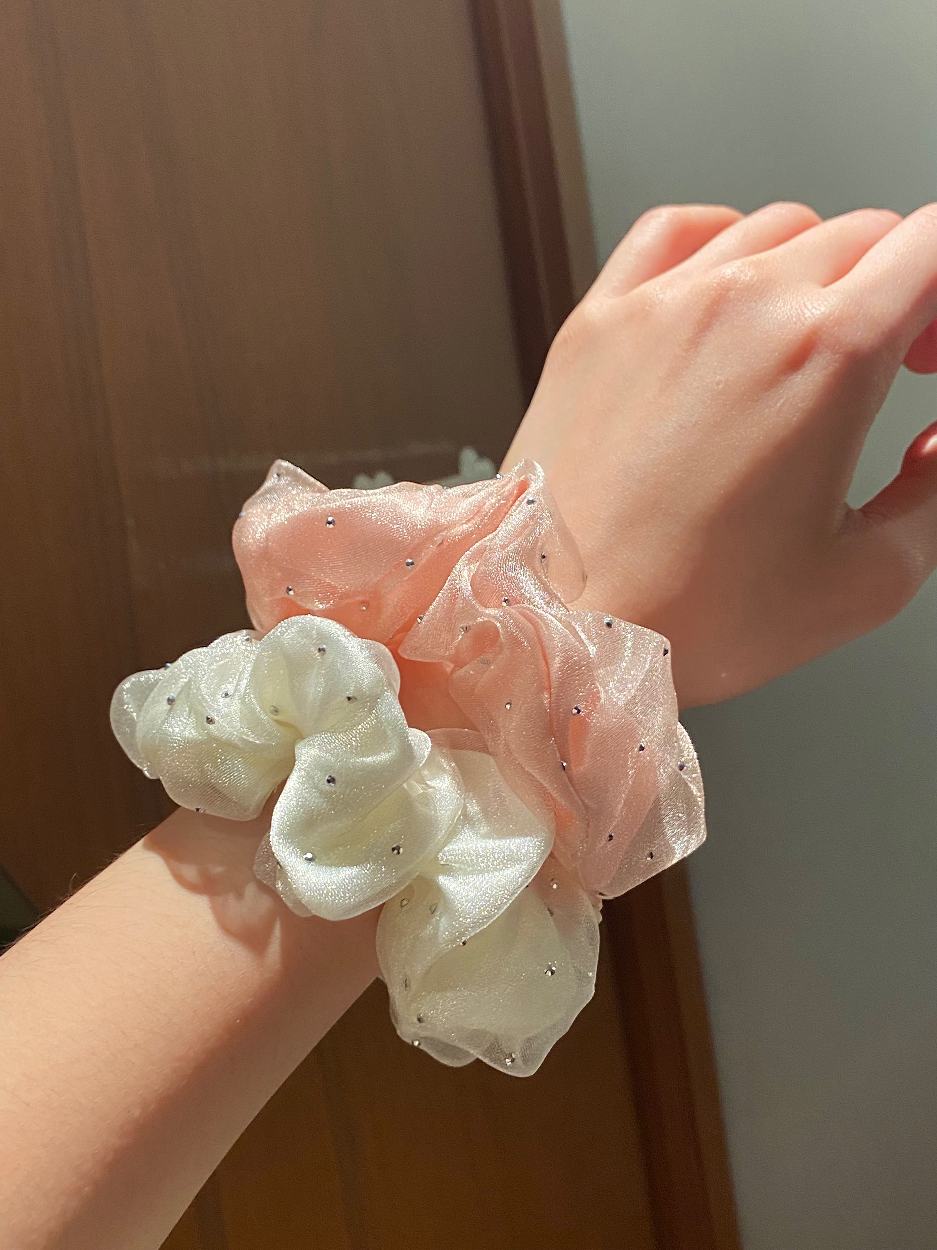 Glitter scrunchies🎀🤍🌸☁️