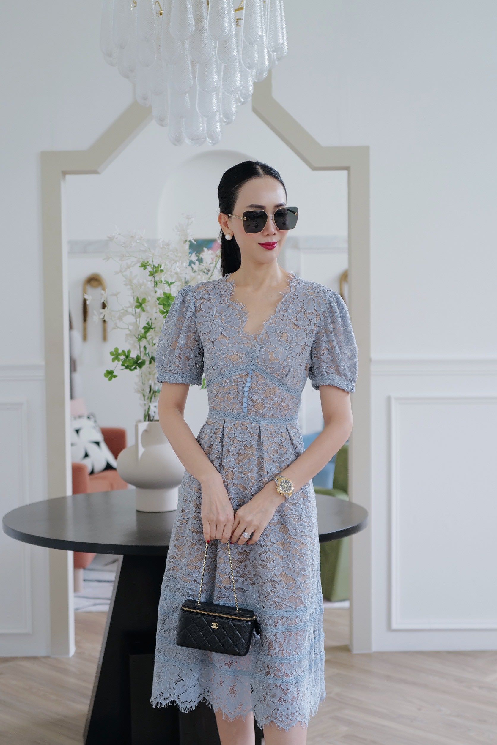 📌พร้อมส่ง…Blue of Grey Celeste Charm dress 