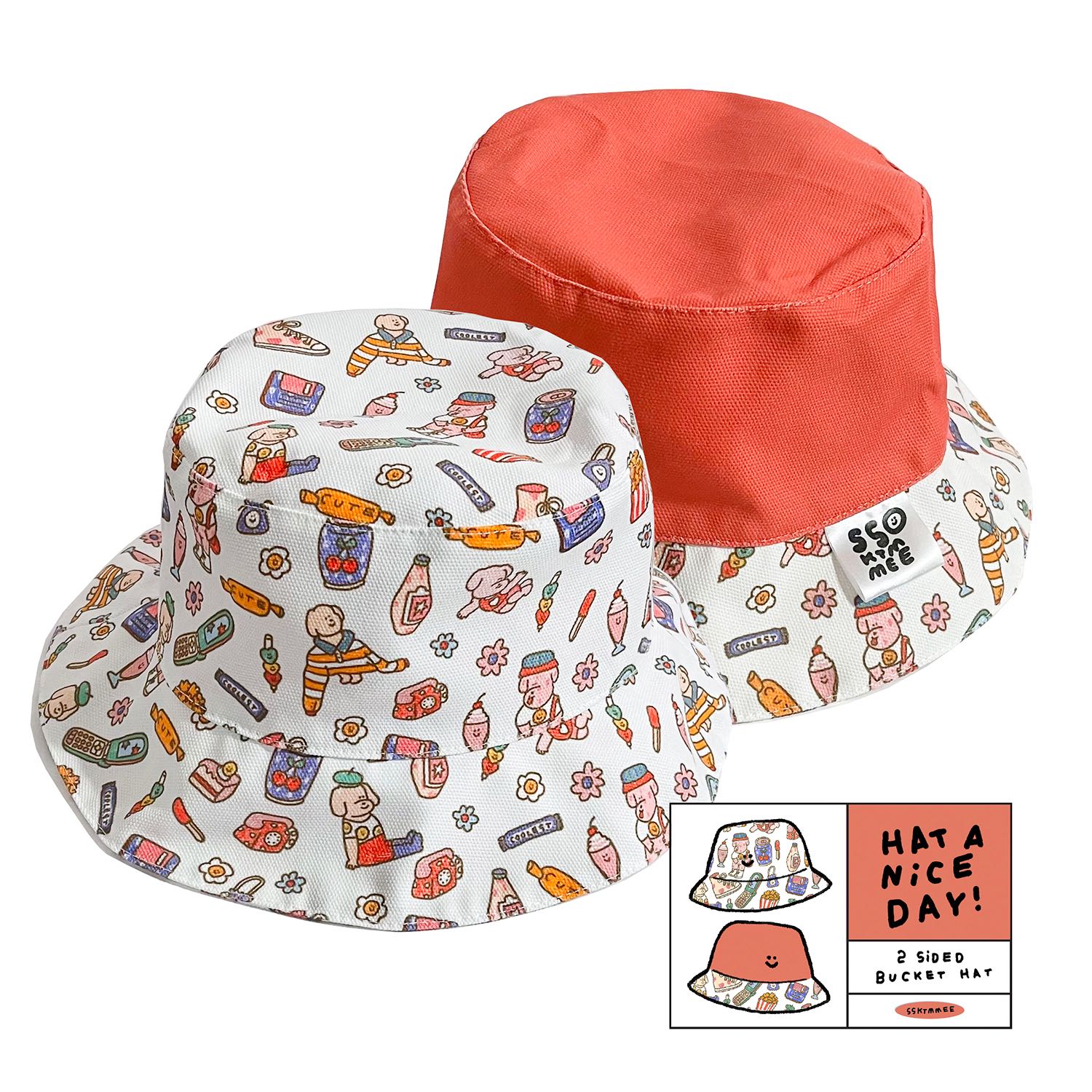 2sided bucket hat - 90s