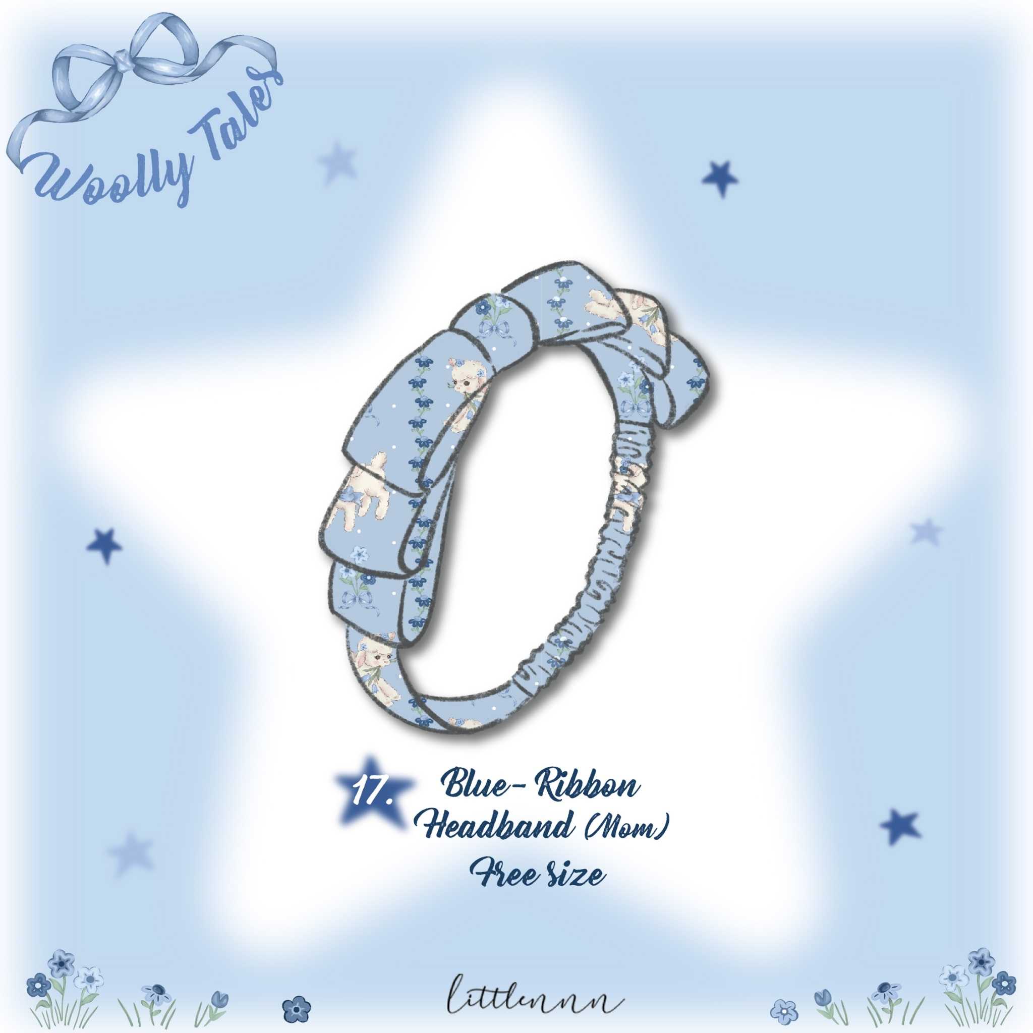 Look17 Mom Blue Ribbon Headband : WollyTales