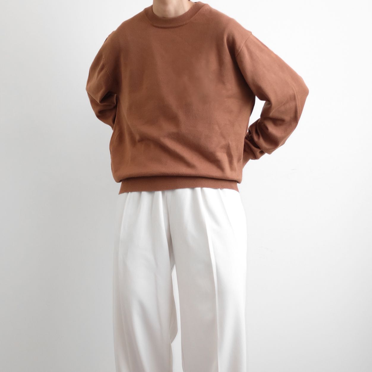 NANO UNIVERSE • Japan Rib Cotton Oversized Sweater Tees 