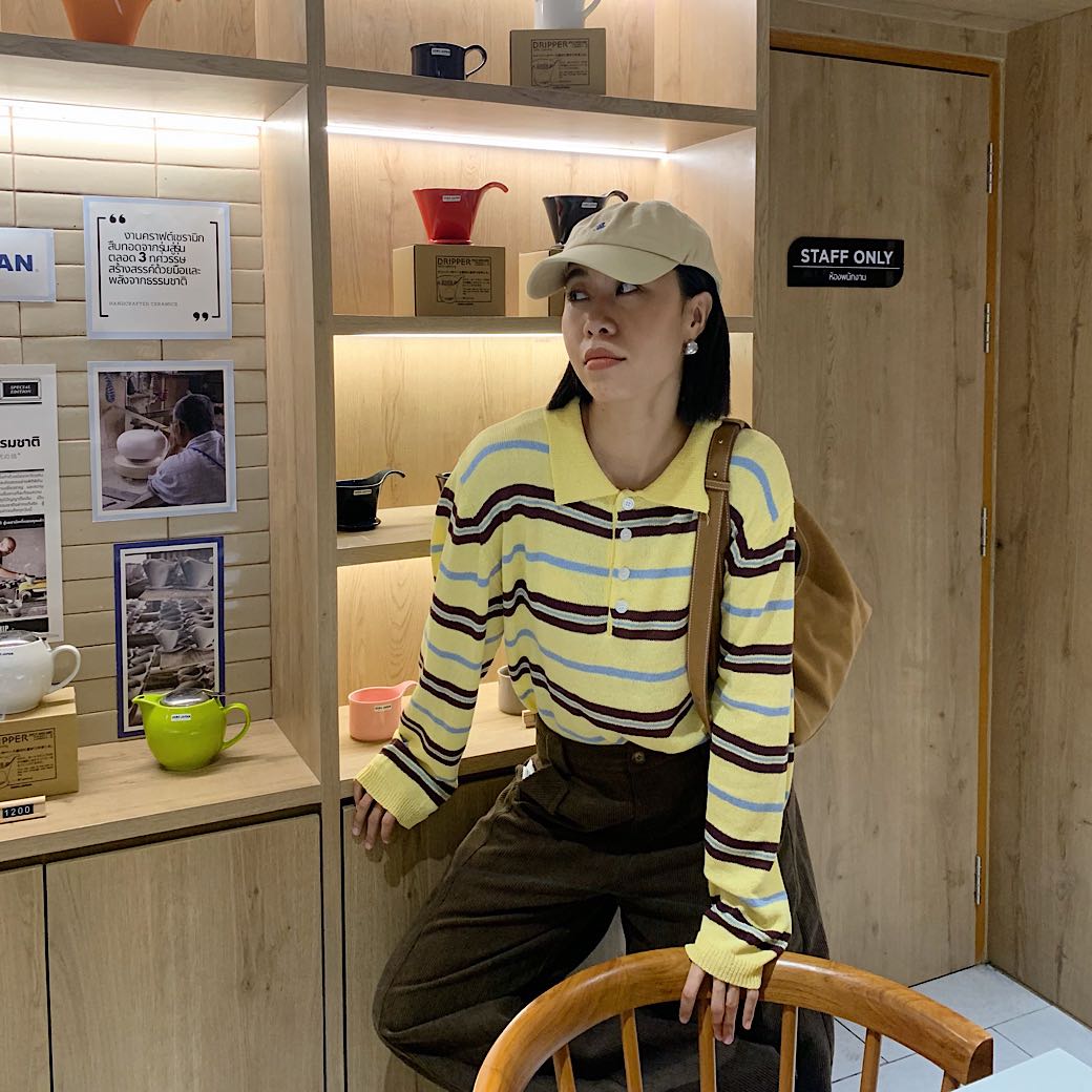 Banana choc knit polo