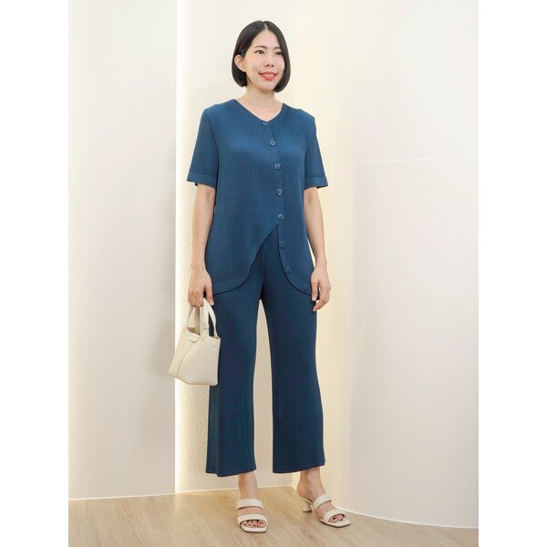 CLEARANCE SALE!! 2MUAY รุ่น GA67809 เซ็ตอัดพลีท THICK ASYMMETRIC BUTTON PLEATED SET 6 สี FREE SIZE