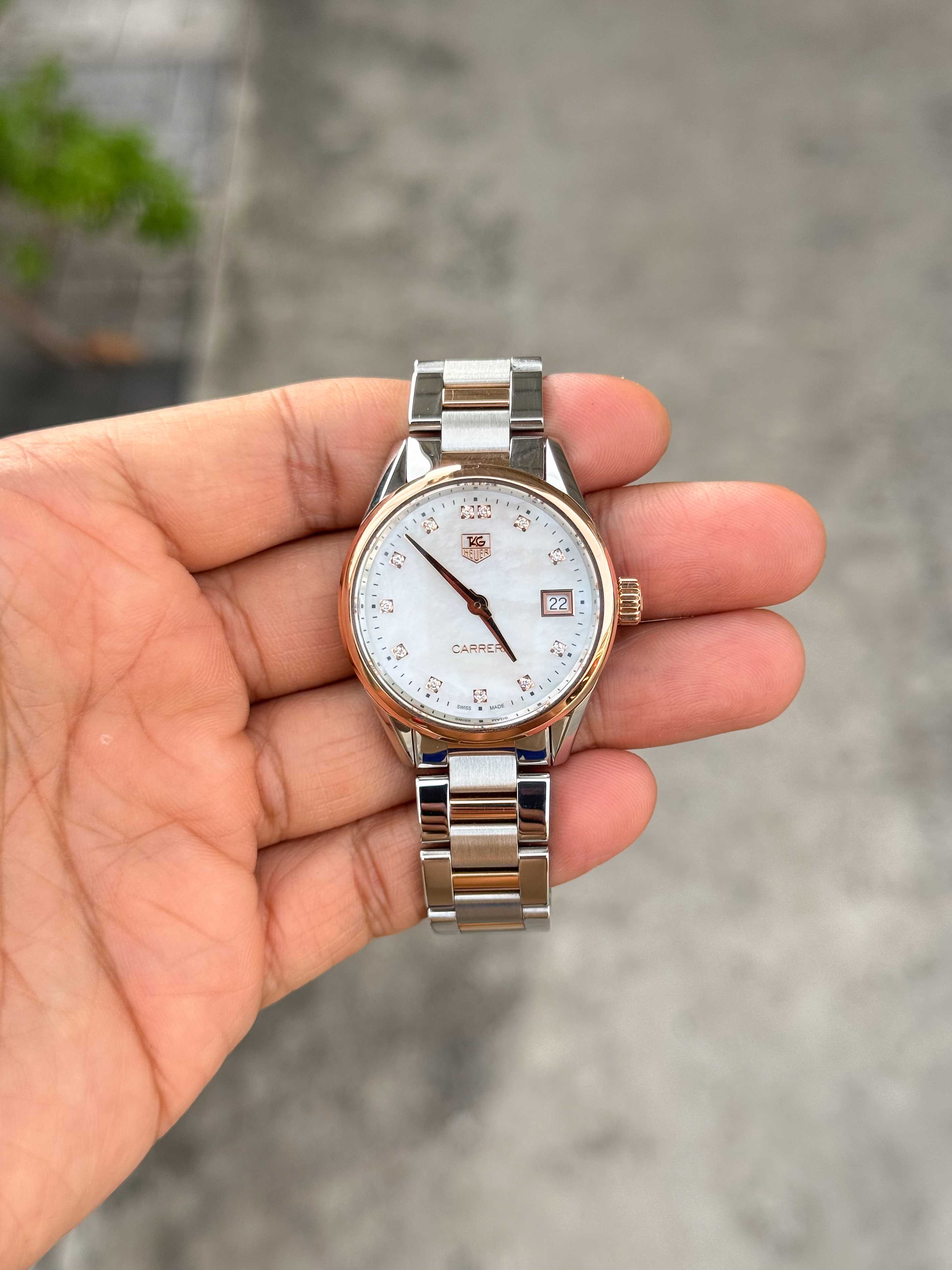 Tag Heuer Carrera WAR1352 2tone 18K Diamond Boy Size Quartz