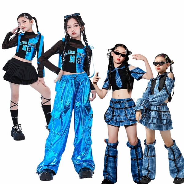 ชุดเต้น เซ็ตสีฟ้า เสื้อ+กางเกง/กระโปรง
