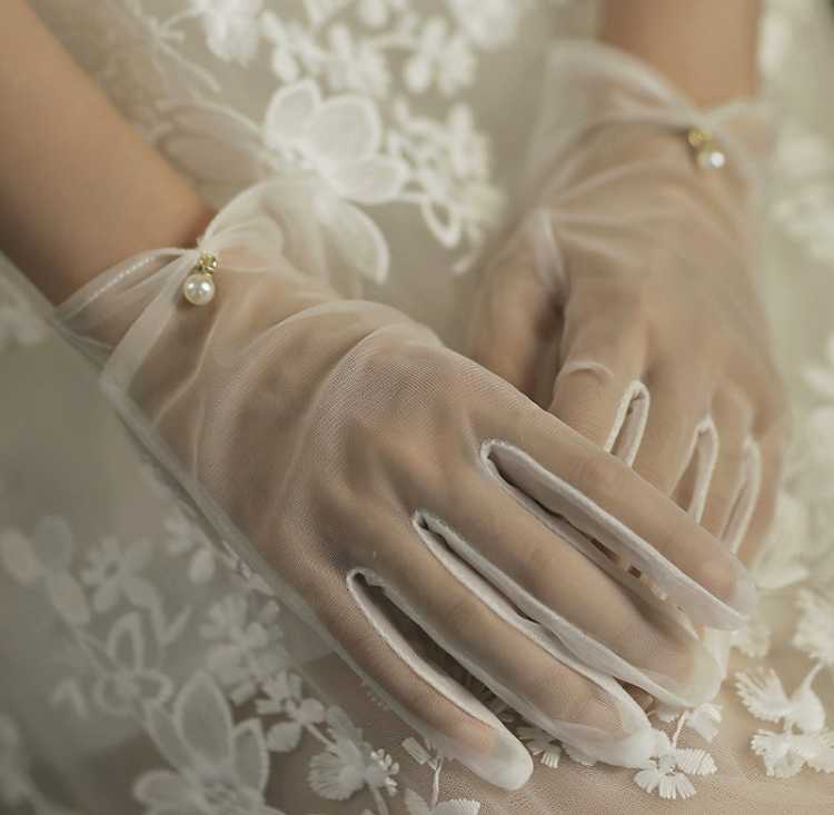 ถุงมือเจ้าสาว ถุงมือสีขาว รุ่นที่ 2
