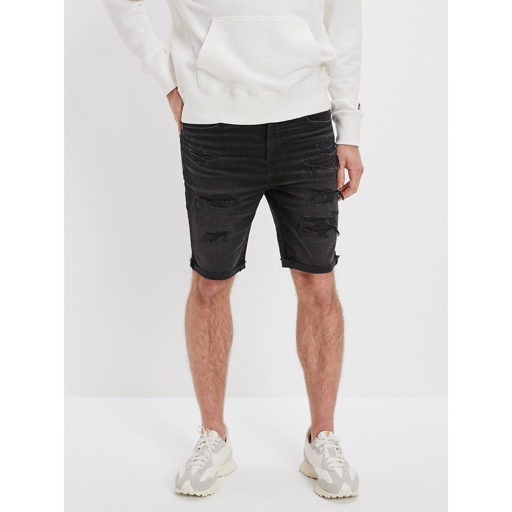 American Eagle กางเกงยีนส์ขาสั้นผู้ชาย DESTROY DENIM CUTOFF SHORT สี BLACK - 013-7476-038