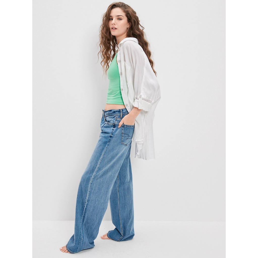 American Eagle เสื้อเชิ้ตผู้หญิง CORE 1 PKT BEACH SHIRT สี WHITE - 035-4826-100