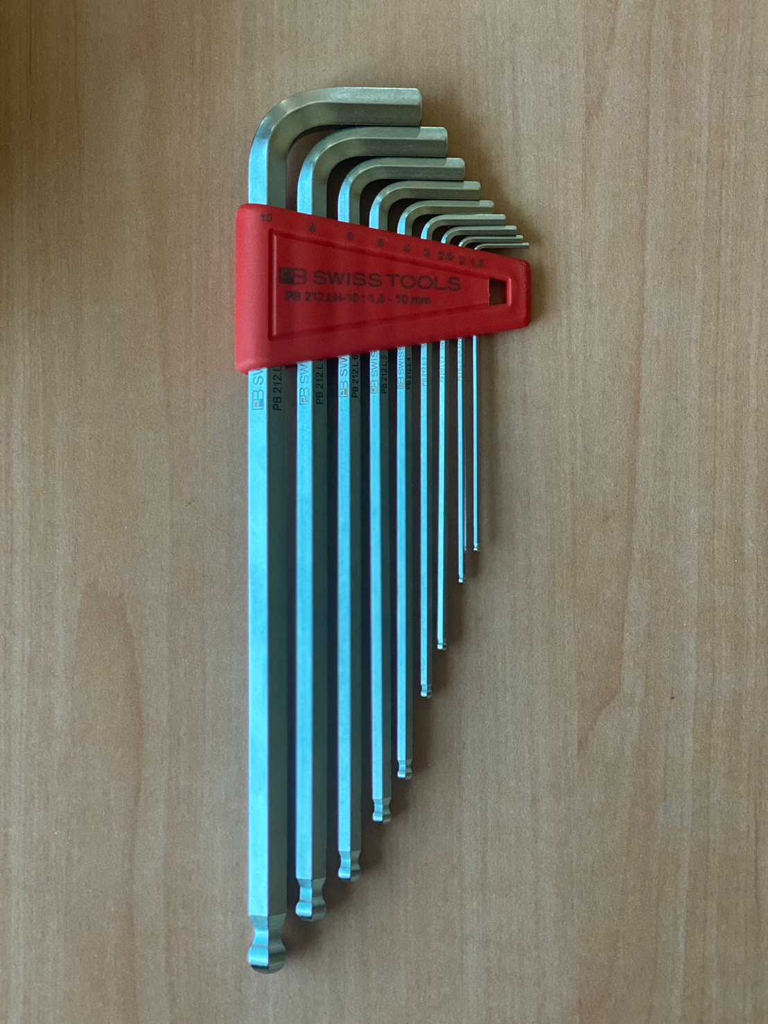 PB SWISS TOOLS ชุดประแจหกเหลี่ยมหัวบอลตัวยาว 9ชิ้น ขนาด 1.5-10มิล รุ่น 212.LH-10