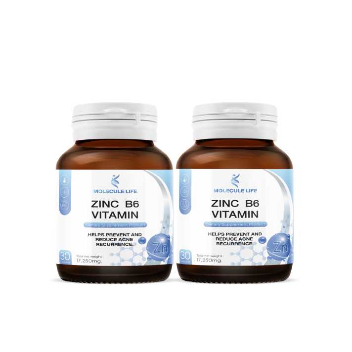 Molecule อาหารเสริม วิตามิน Zinc B6 Vitamin Life เซต 2 กระปุก (30แคปซูล/กระปุก) (114790)