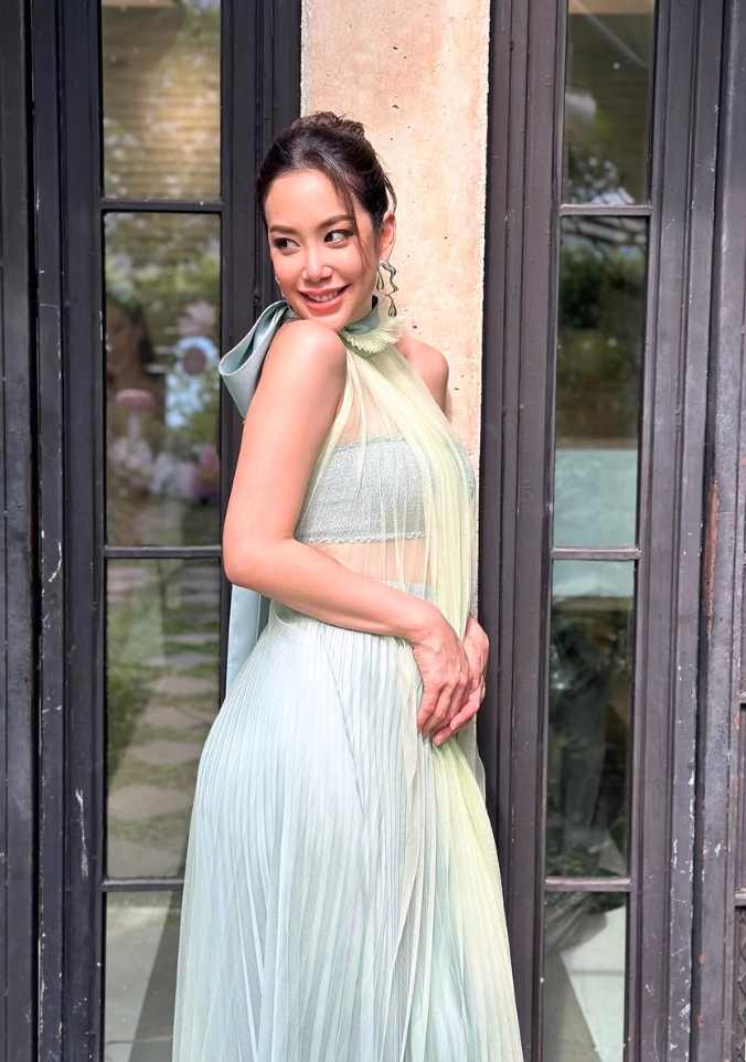 Mint - bow tulle maxi top & skirt & smock top