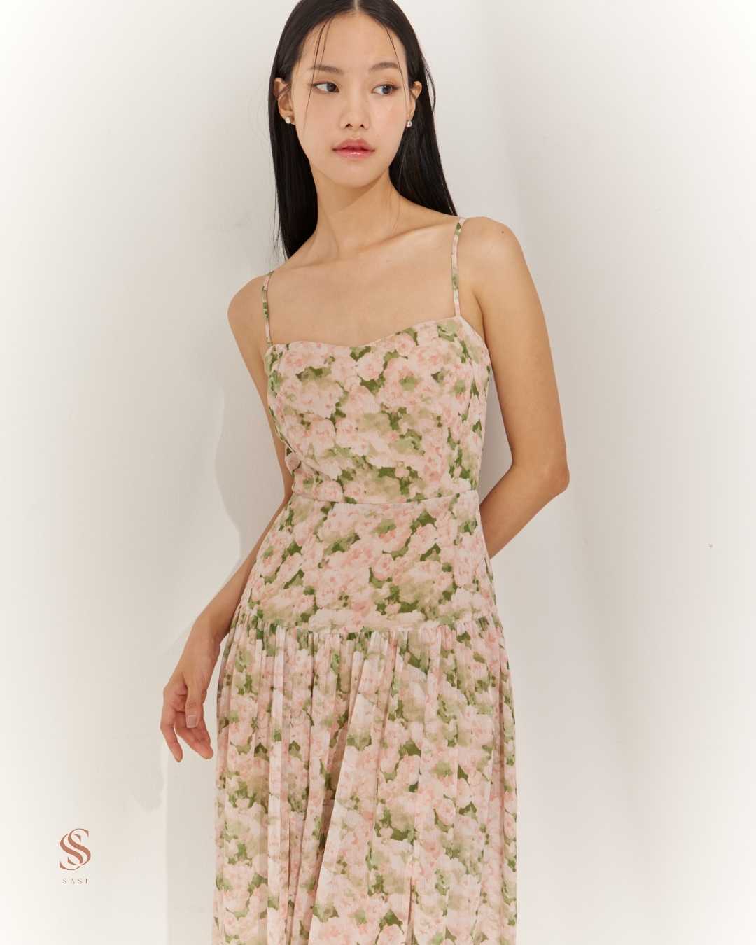 Bysasi Bella Breeze dressเดรสสายเดี่ยวผูกหลังผ้าปริ้น(SSSS2470013)
