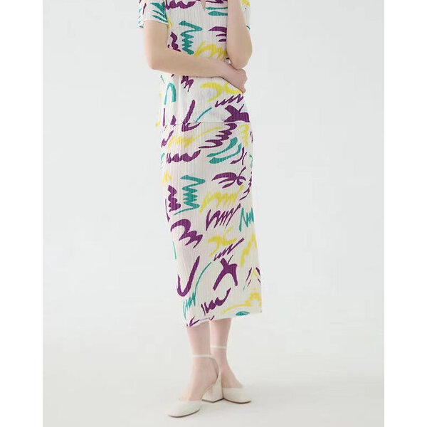ปรับราคาลง!! 2MUAY รุ่น CX90801 กระโปรงพลีทคุณภาพ PRINTED PLEATED SKIRT 2 สี FREE SIZE