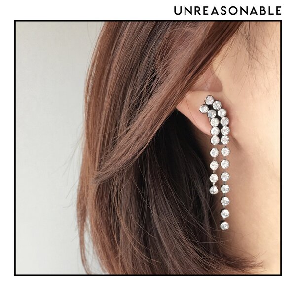 ต่างหู Crystal ต่างหูคลิป ต่างหูก้านเงินแท้ น้ำหนักเบา สวยใส่สบาย UA0617-01 Unreasonable Accessories