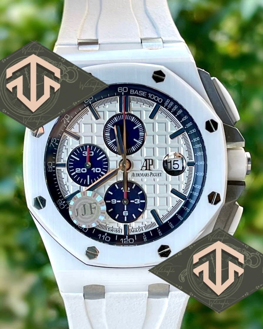 Audemars Piguet AP White Ceramic Royal Oak Offshore Chronograph Ref.26402CB JJF 