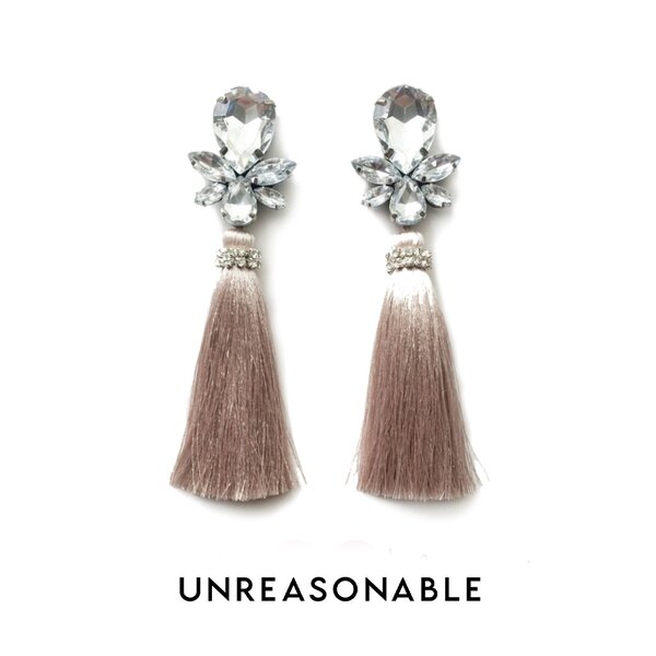 ต่างหูพู่ Tassel Earrings สีนูด ต่างหูคลิป ต่างหูก้านเงินแท้ น้ำหนักเบา สวยใส่สบาย UA0111-02 Unre...