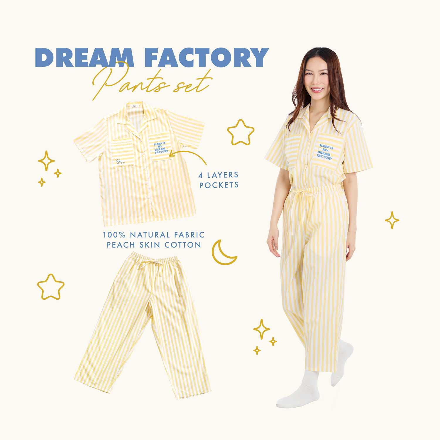 Sleepis ชุดนอนโนบรา-Dream Factory Pants set