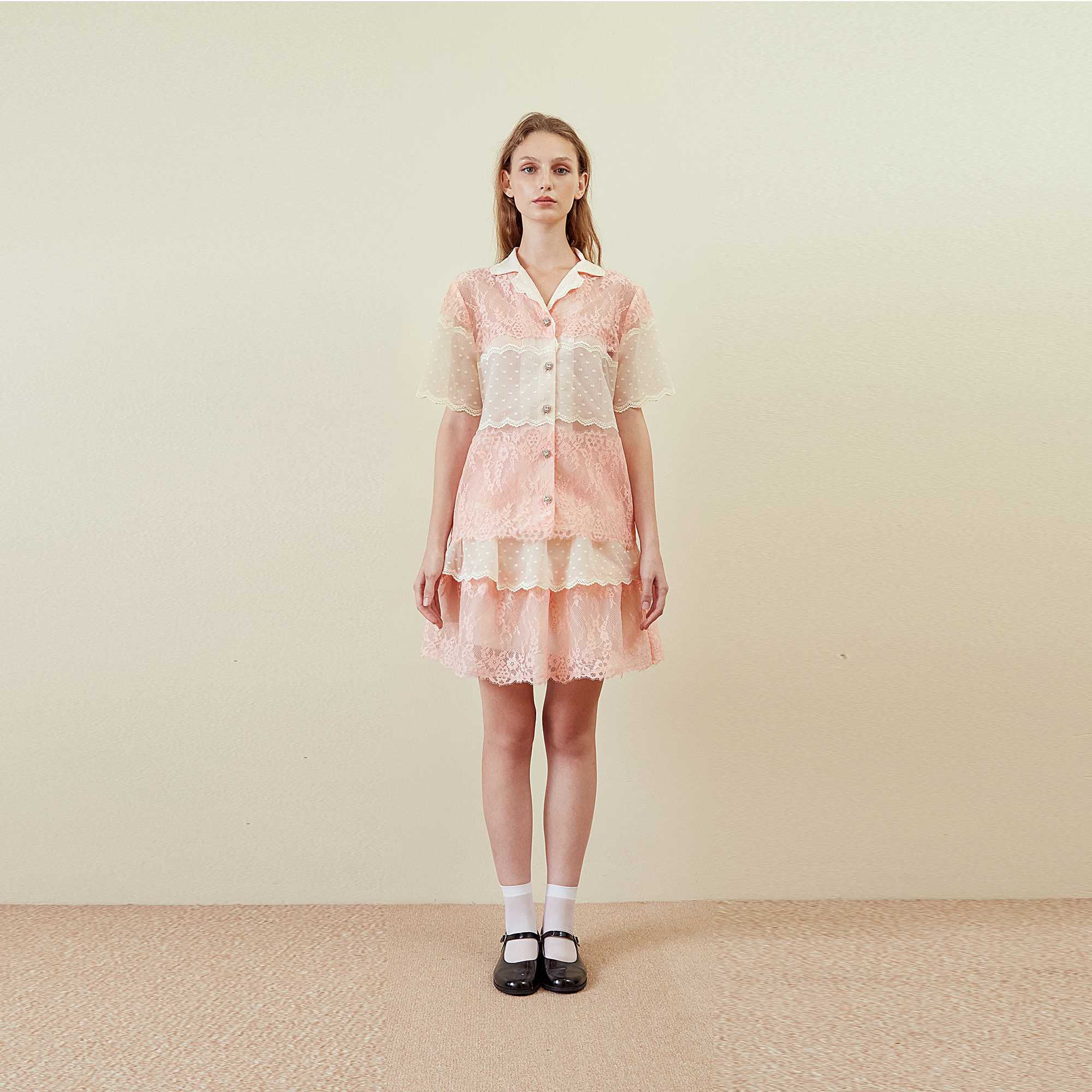 Orange skirt with lace organza