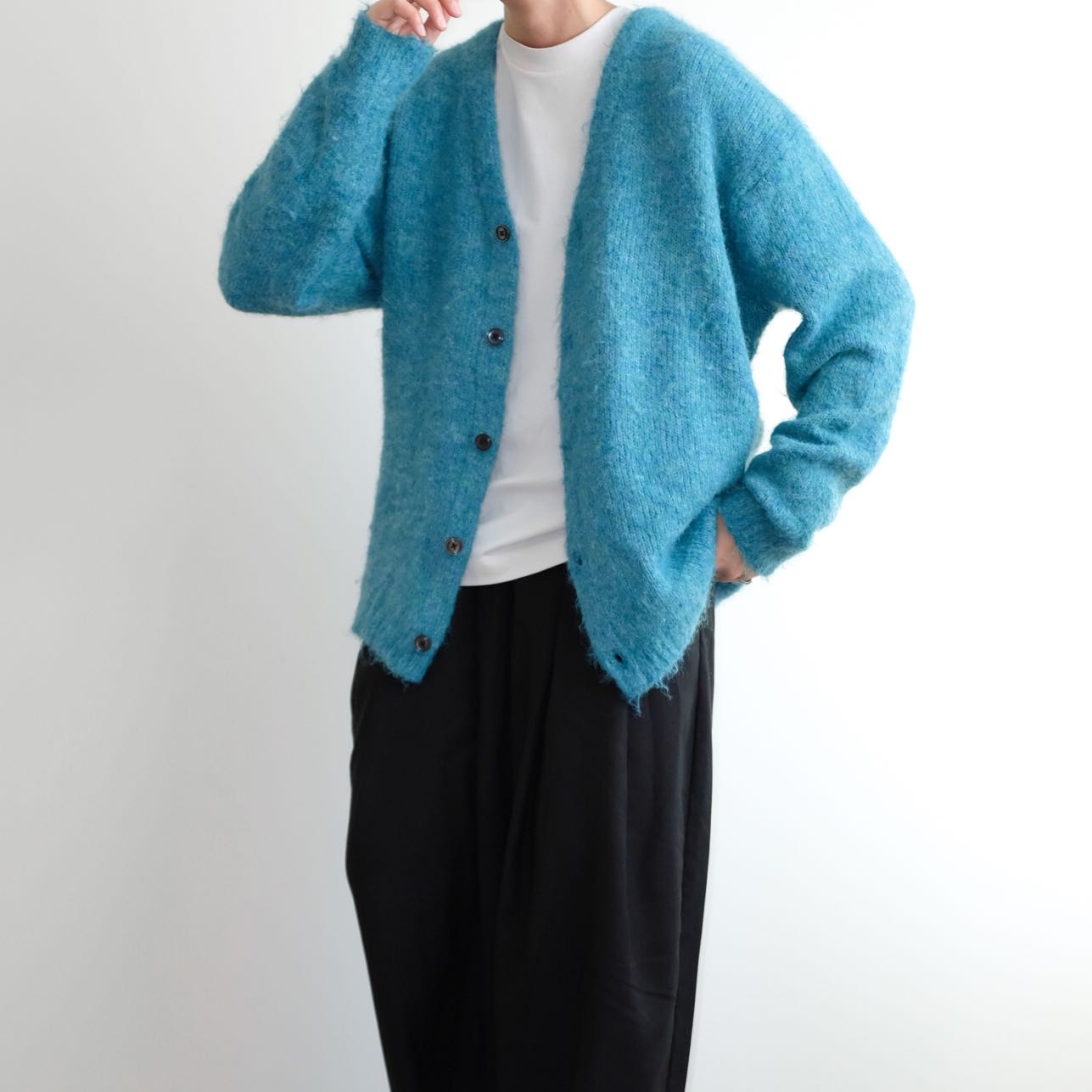 BACK NUMBER Cropped Fluffy Cotton Oversized Japan Cardigan