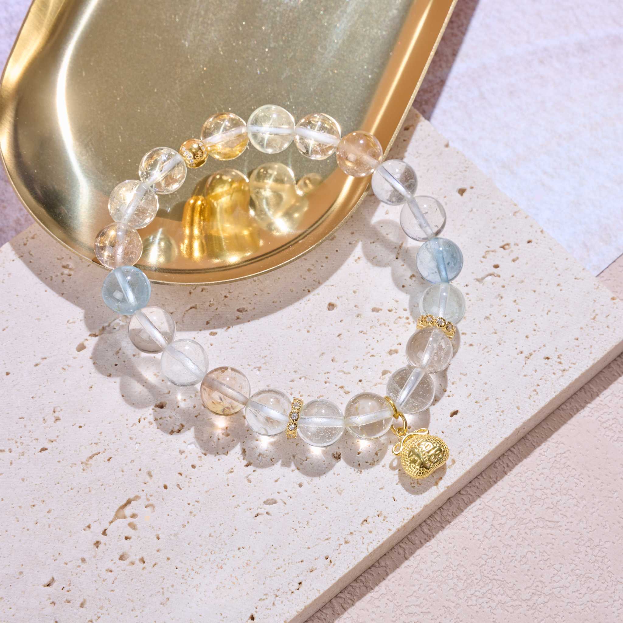 กำไลหินสำหรับเจ้าของกิจการ เสริมการสื่อสาร การให้อภัยและปล่อยวาง Topaz รวมสี 🩵💛🤍🧡