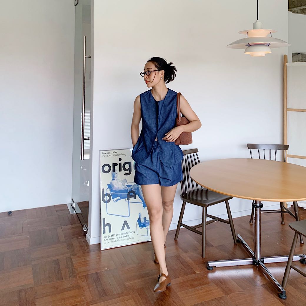 Casual button denim set