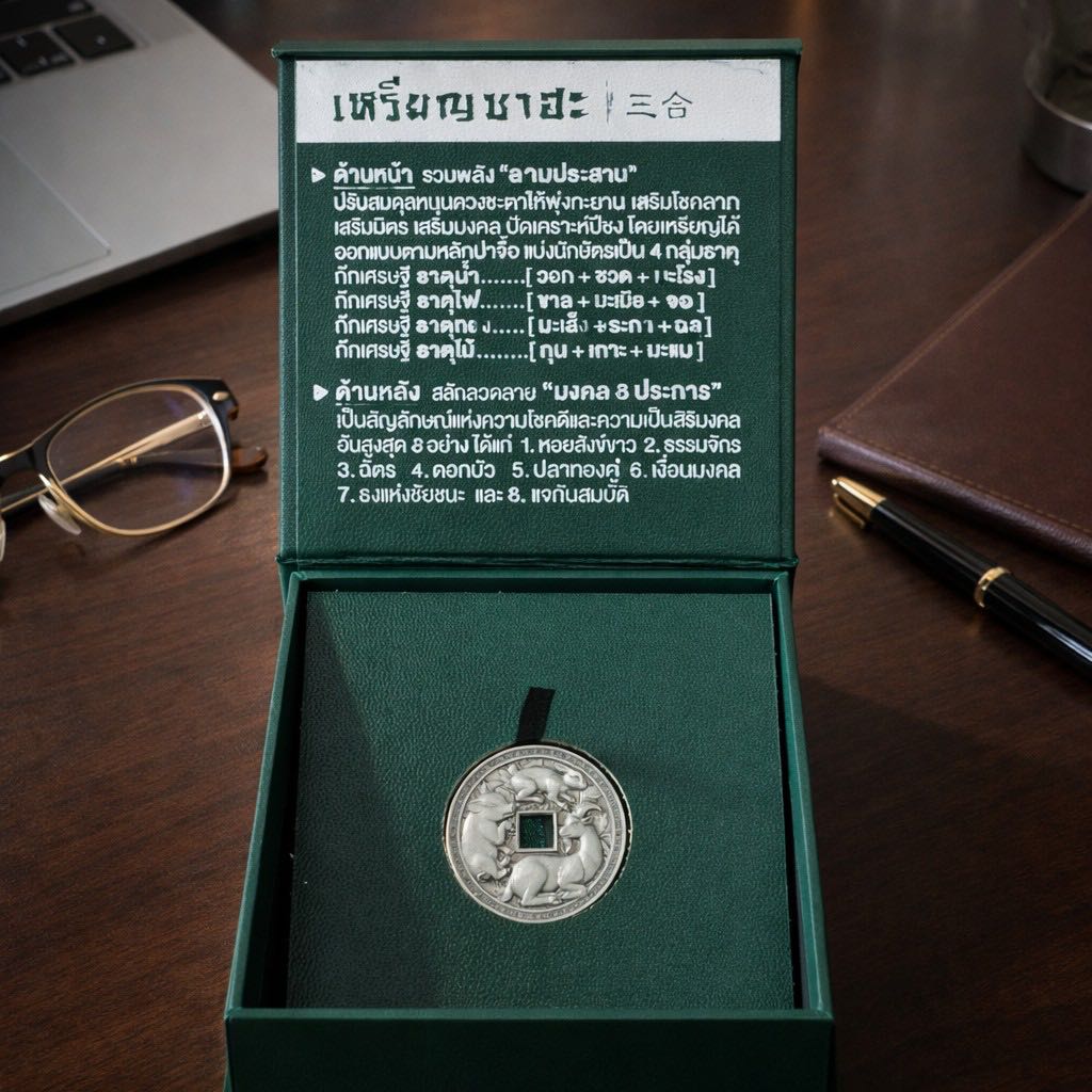 เหรียญซาฮะ : ปีเถาะ+มะแม+กุน (เล็กสีเงิน)