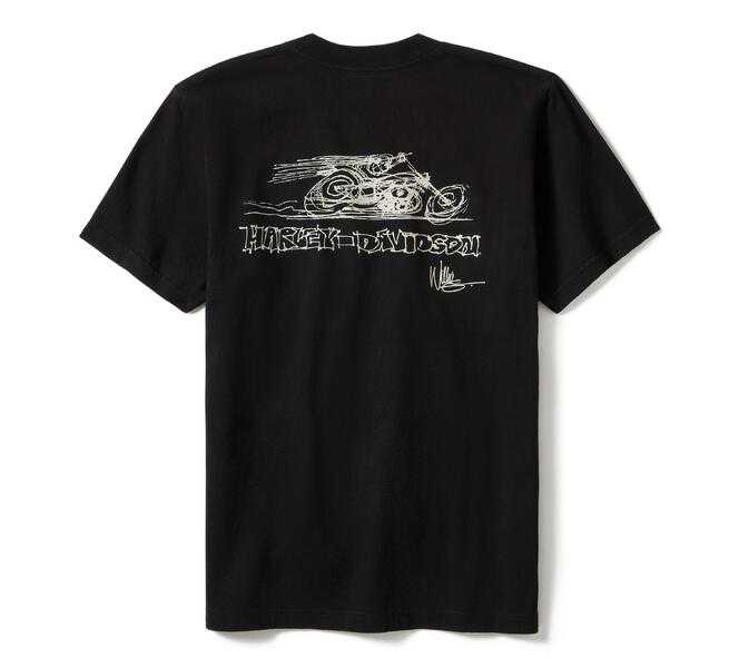 Harley-Davidson In the Wind Rider Sketch Art Short Sleeve Tee เสื้อยืด