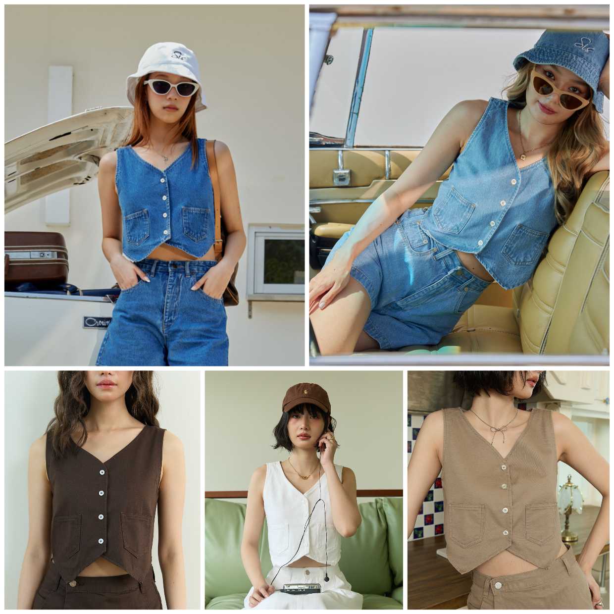 Sis T06 Lilo cropped button up denim vest