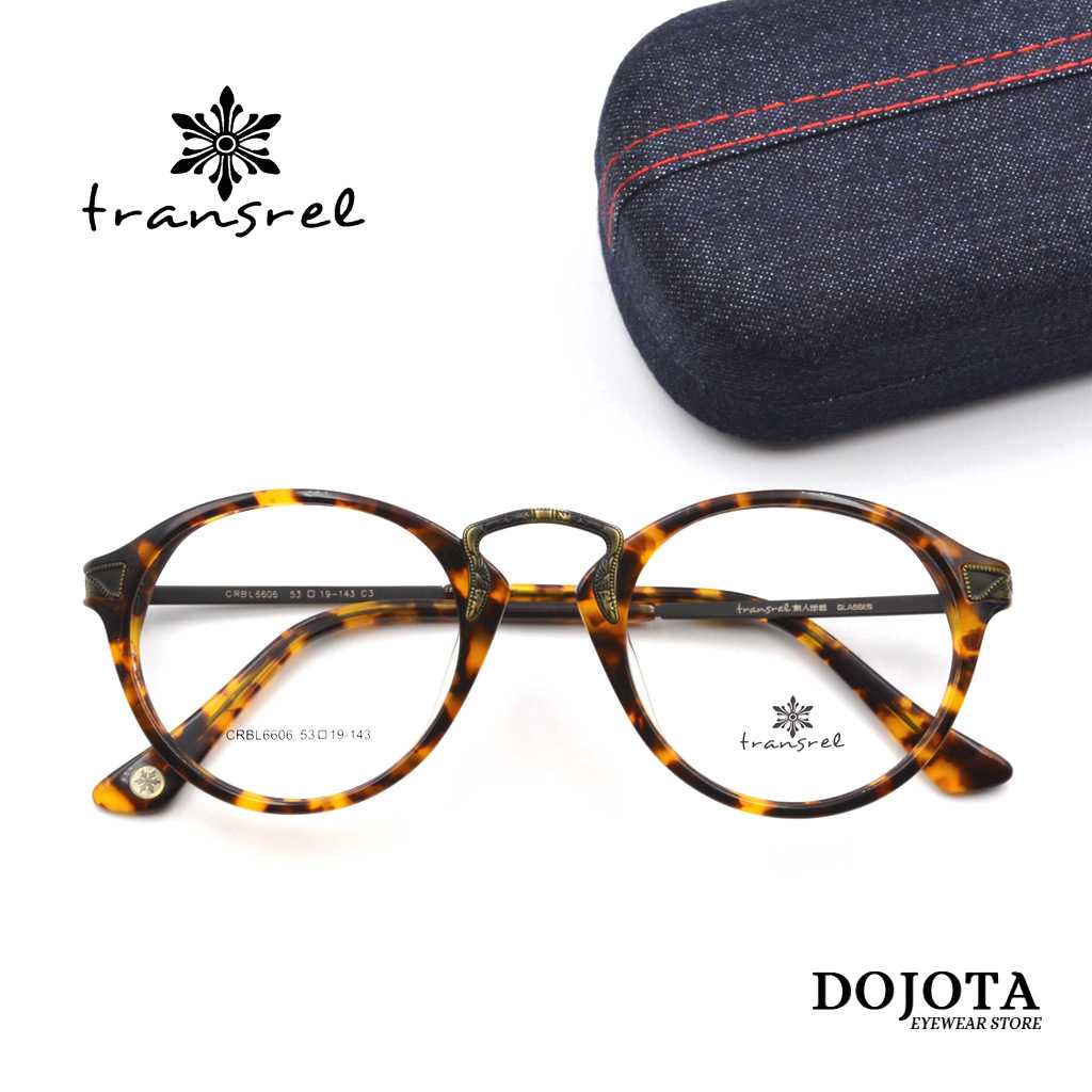 กรอบแว่นตาวินเทจ Transrel รุ่น 6606 สีลายกระ ทรงหยดน้ำ สไตล์เกาหลี สวยคลาสสิค
