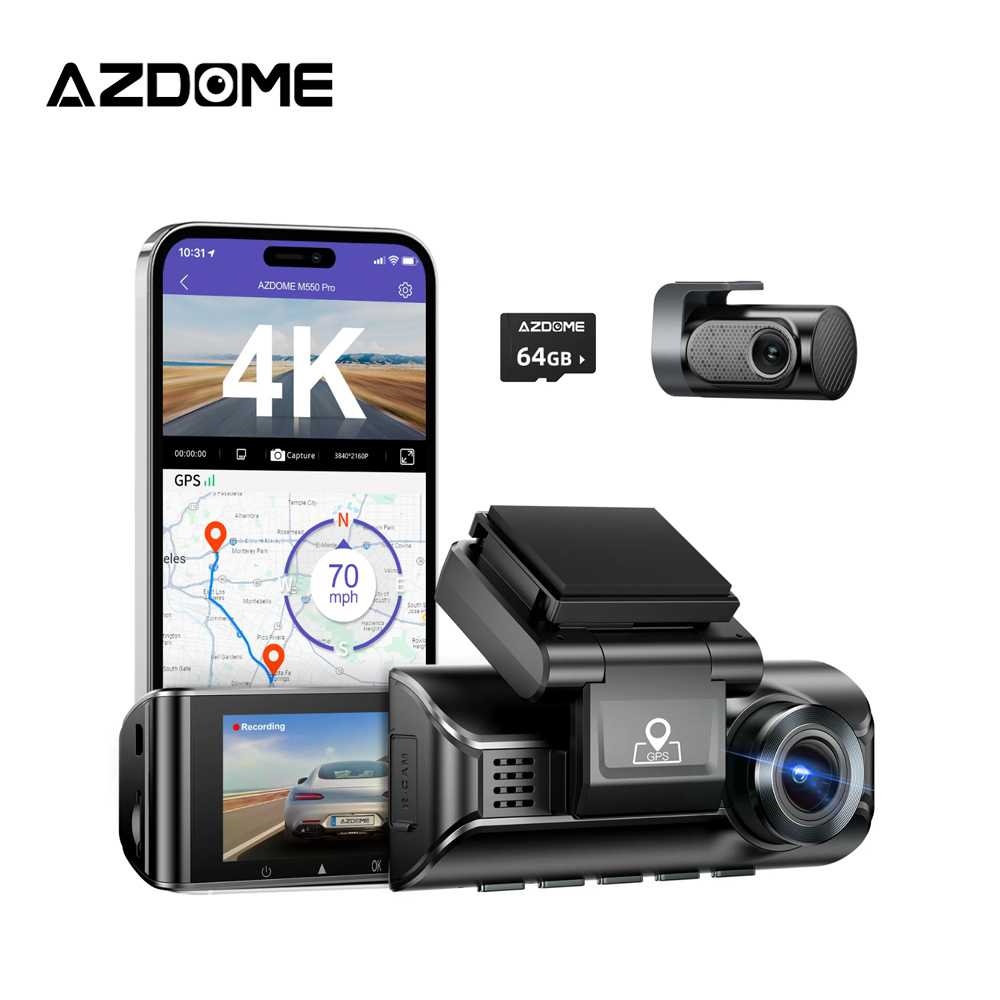 [ฟรี 64GB] AZDOME M550 PRO 2CH กล้องติดรถ 4K 1080P Full HD WIFI GPS ทนร้อนสูง Capacitor