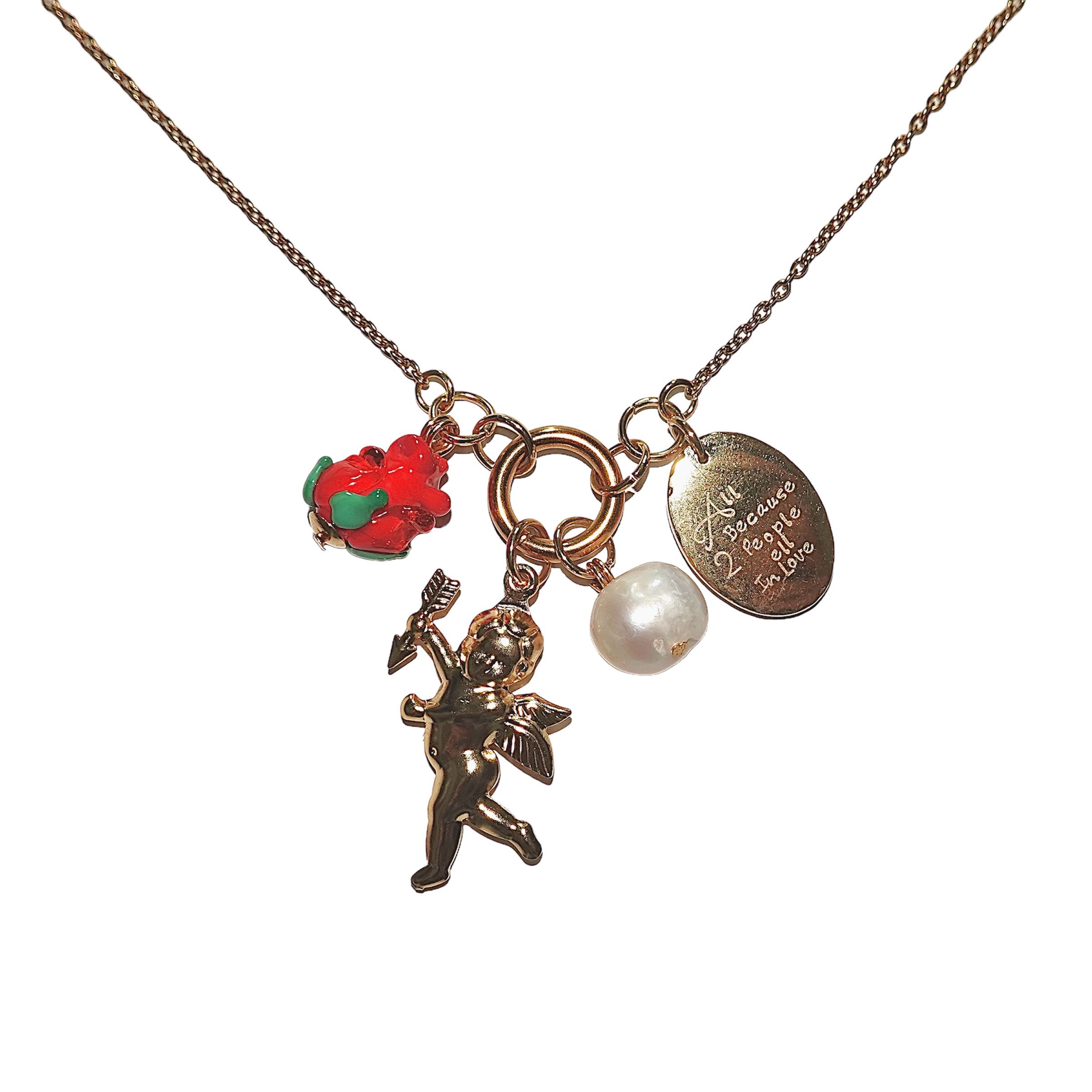 Red rose cupid Necklace