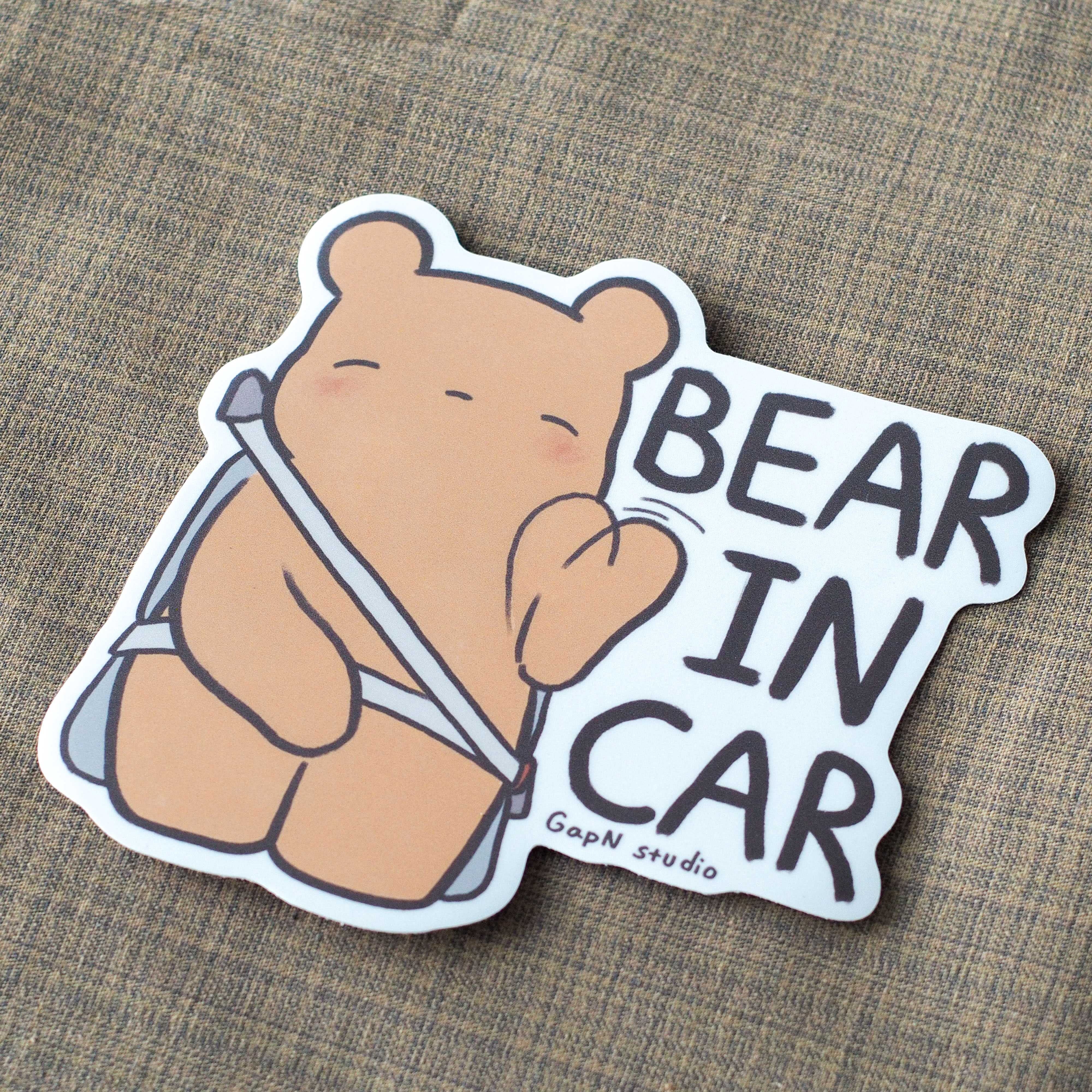 'Bear In Car' car sticker