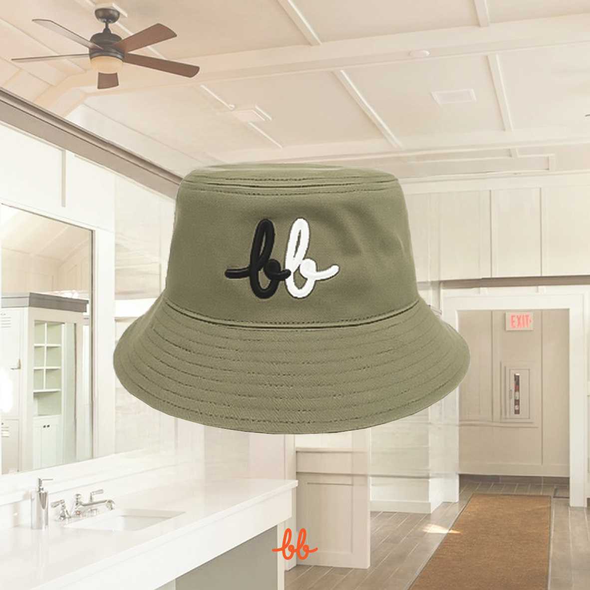 Twill Bucket Hat with BB B/W Embroidery - หมวกบัคเกต สีเขียว Sage