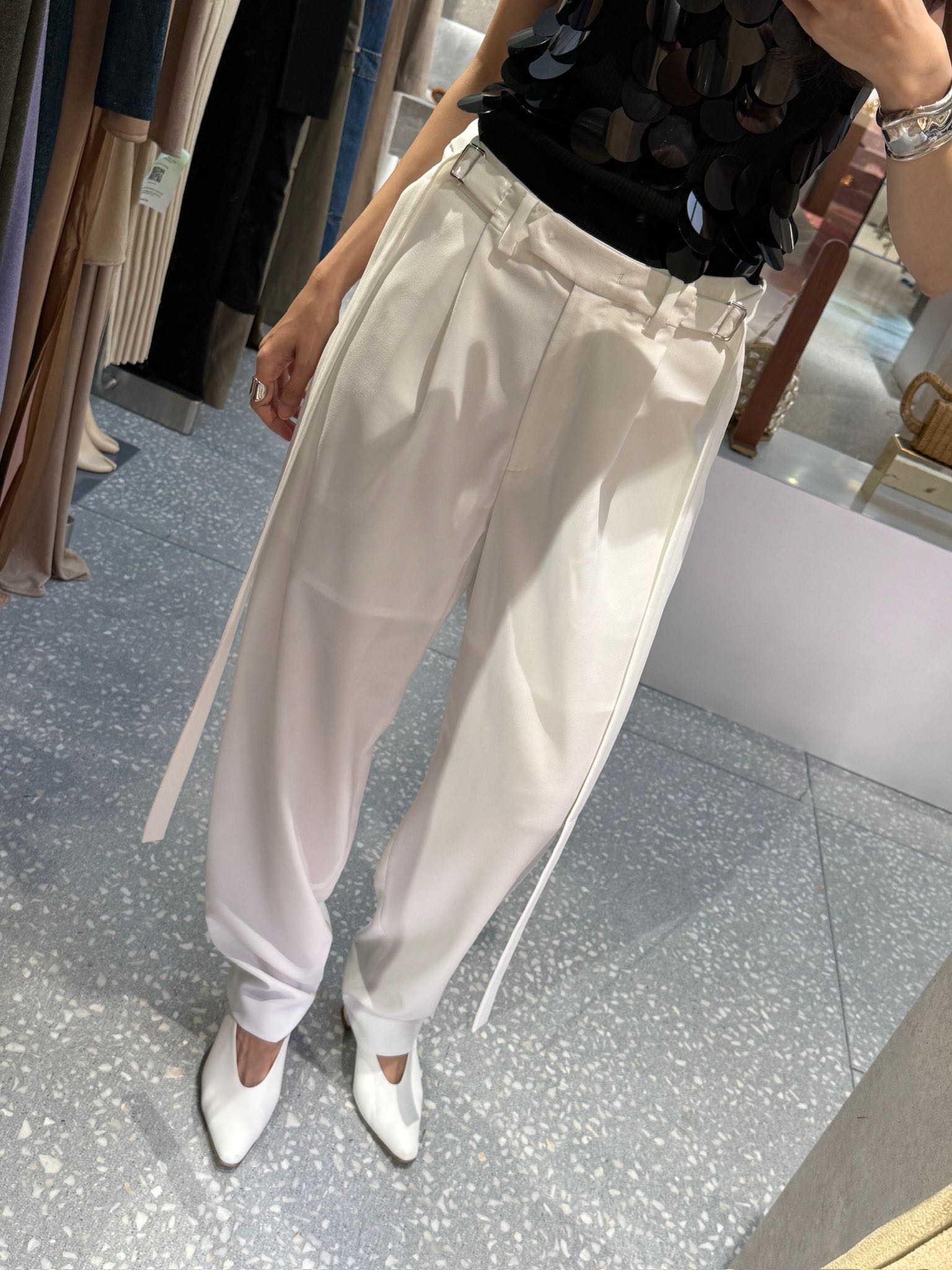 LEJE Pleated Strap Pants - WHITE
