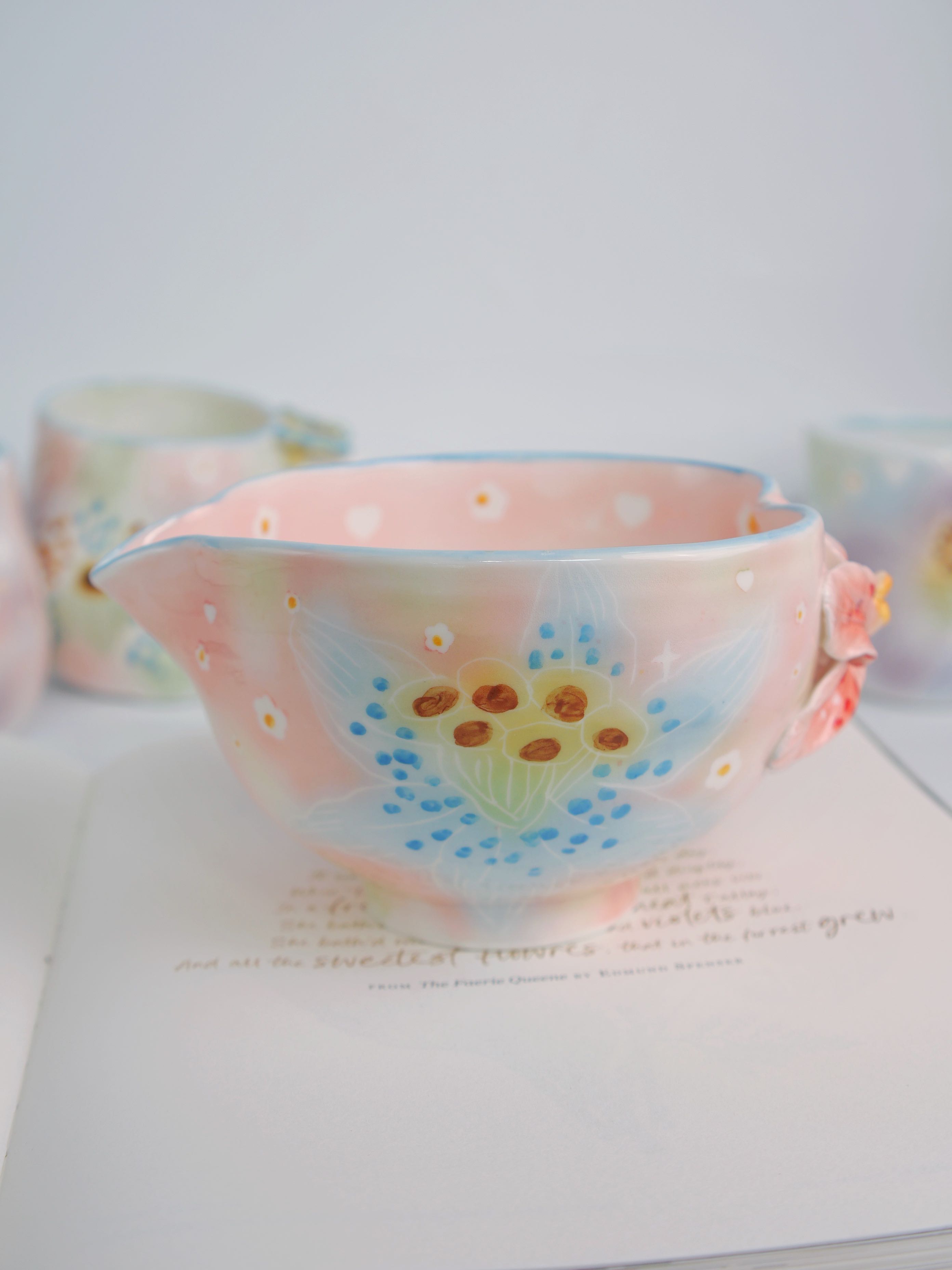 blue lily bloom matcha bowl
