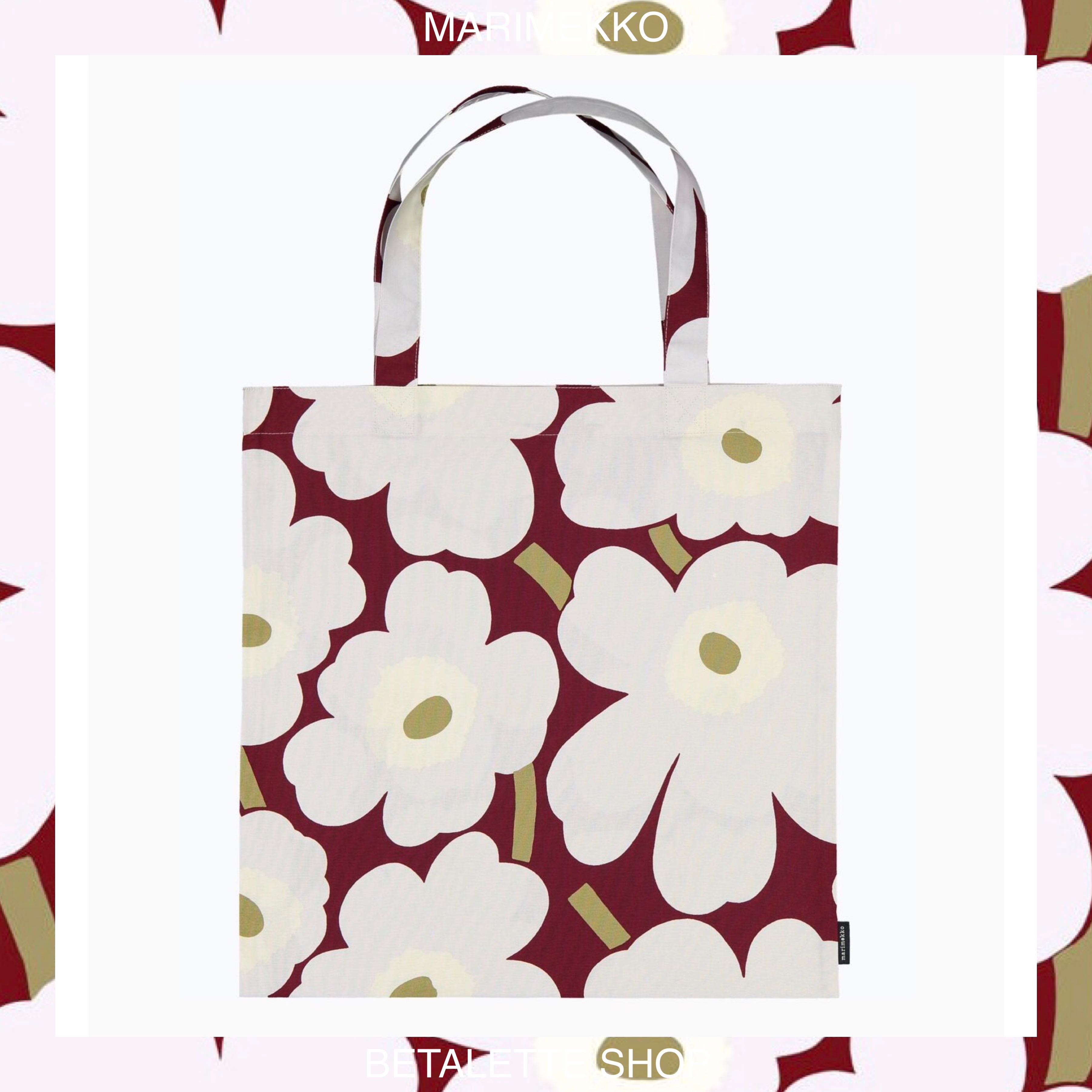 พร้อมส่ง !! 🎄 Marimekko Unikko Tote Bag Winter 2020 ดอกสีเทาพื้นแดง 🎄