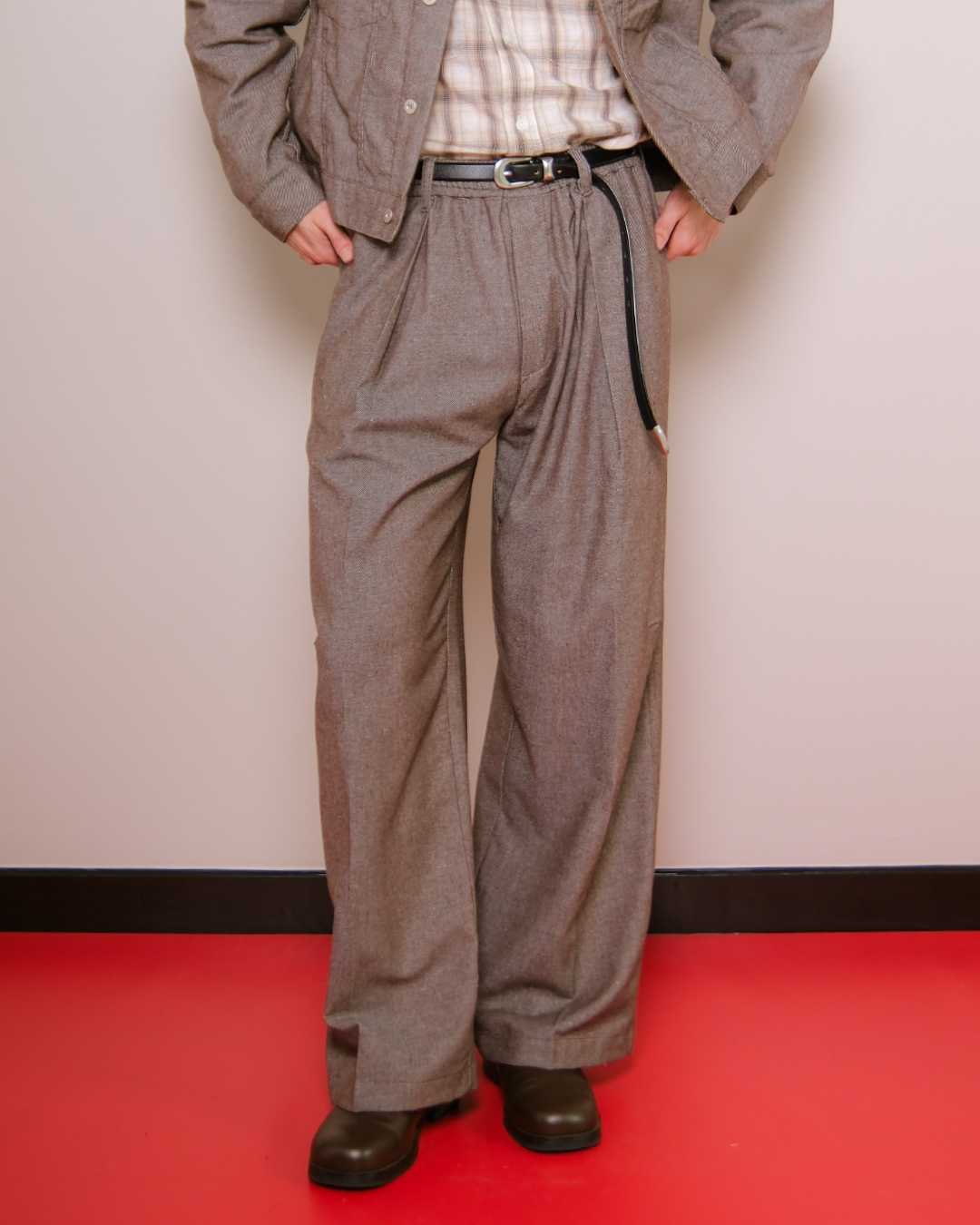 Linen/Denim Relaxed Pants in Faded Brown