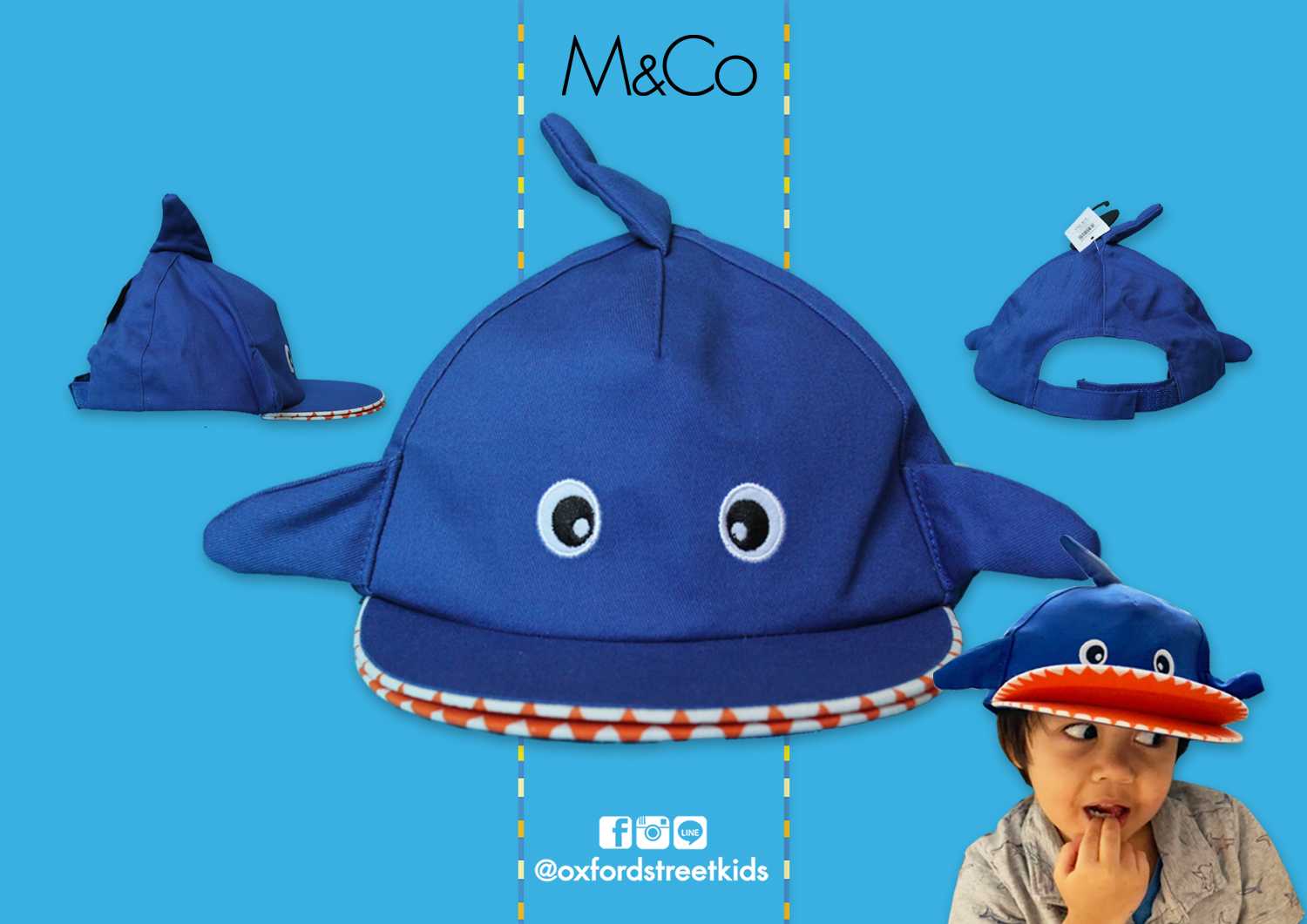 𝐒𝐀𝐋𝐄❗️ [8-10Y] M&Co Shark Cap หมวกแก๊ปเด็ก ปลาฉลาม