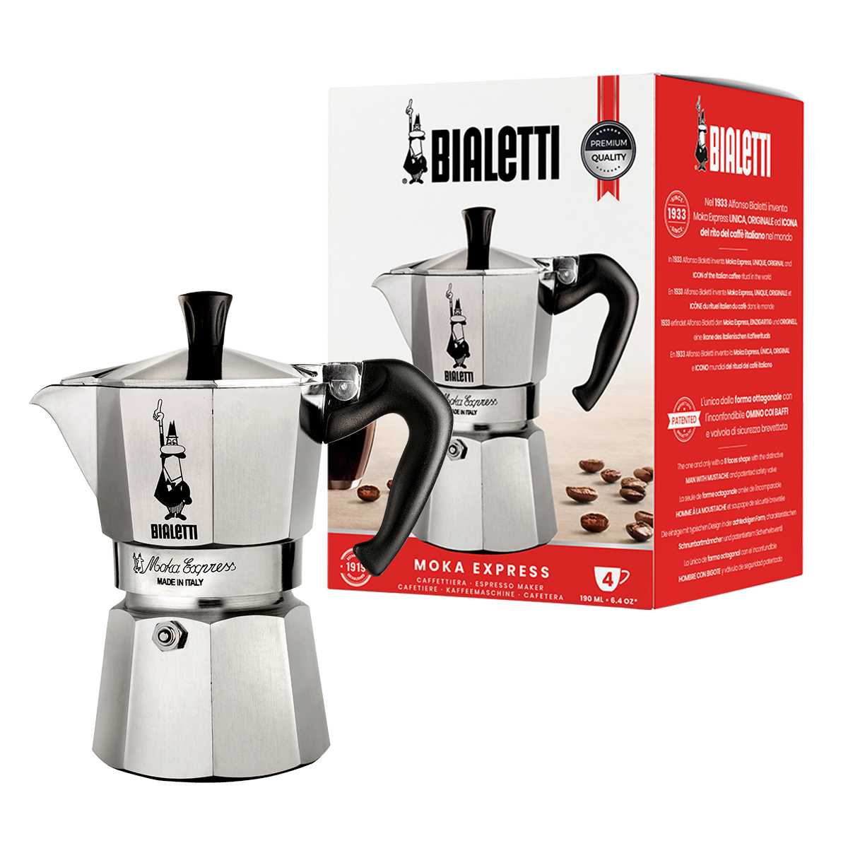 Bialetti หม้อต้มกาแฟ Moka Pot รุ่นโมคาเอ็กซ์เพรส ขนาด 4 ถ้วย/BL-0001164