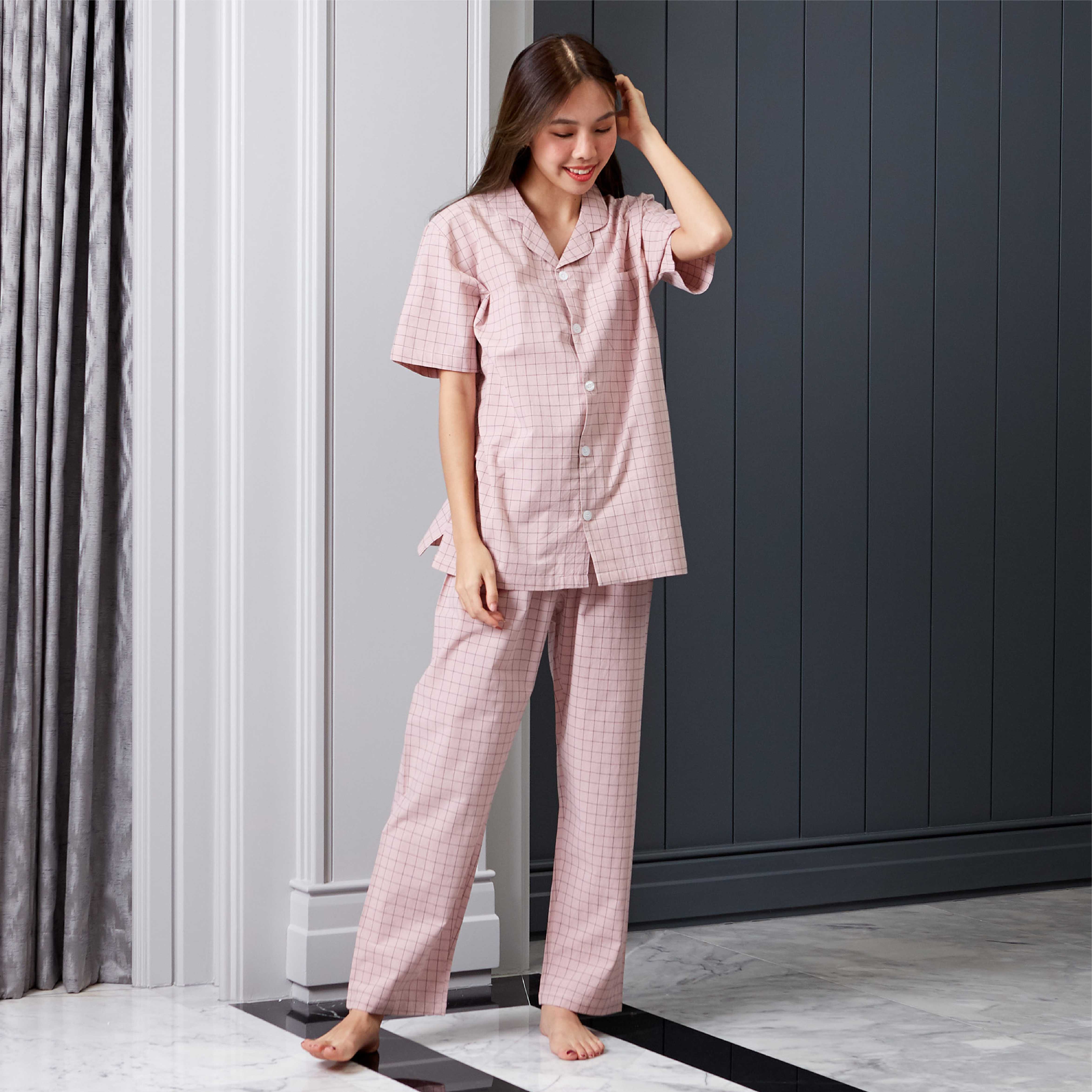 ชุดนอน in.house unisex แขนสั้นขายาว แบบลาย ผ้าลินิน