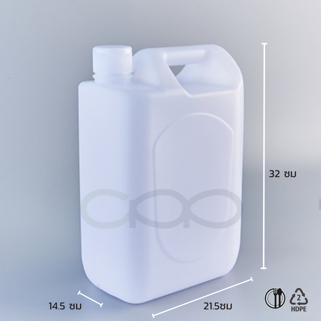 TPS-4.5L-02- แกลลอนเครื่องปรุงรส 4.5 ลิตร ทรงแบน ลายข้างเหลี่ยม น้ำหนัก 195g