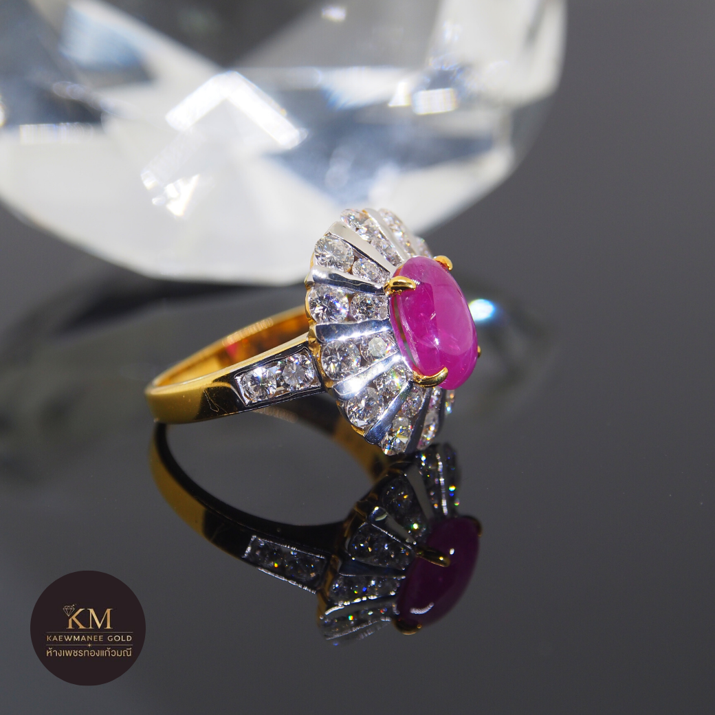 แหวนเพชร Blooming Ruby Round Dimond RING (90% Gold)
