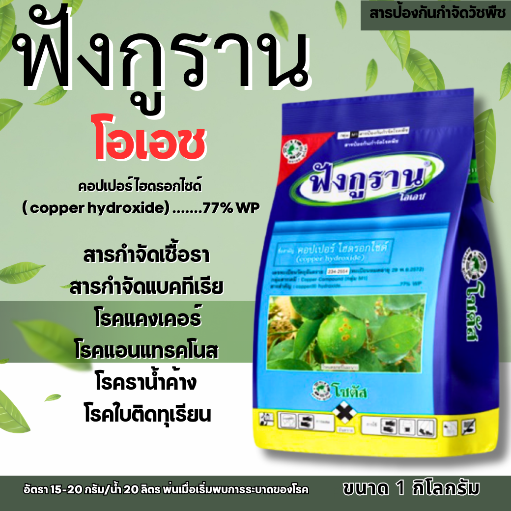 ฟังกูราน สารป้องกันกำจัดโรคพืชที่เกิดจากเชื้อราและแบคทีเรีย สูตรทนฝน 1000 g.