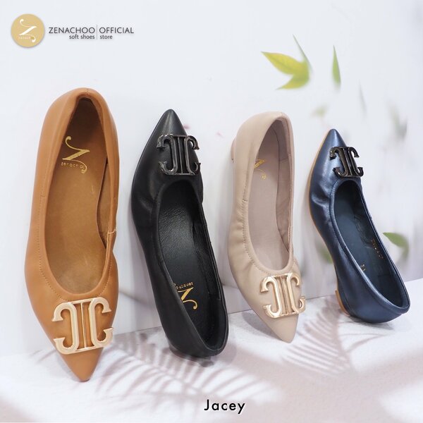 ทรงปกติ: สินค้าลดราคา ไม่รับเปลี่ยน-คืน ทุกกรณึ Zenachoo รุ่น Jacey สูง 1 นิ้ว รองเท้าหนังแกะแท้ ...